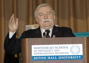 Lech Walesa Speaking in Walsh Gymnasium