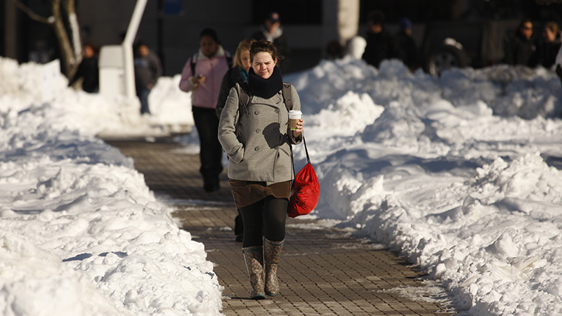 Student Walking in the snow