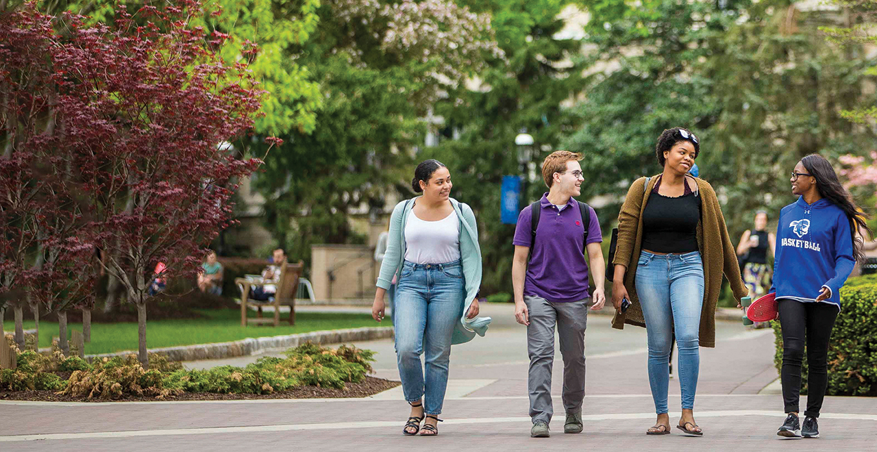 Students talking on campus
