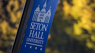 Seton Hall University Banner on Campus