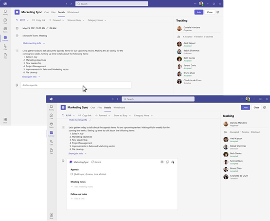 New collaborative notes interface in Microsoft Teams.