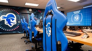 ESports Lab Chairs and Computers with Pirate Logos