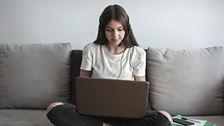 High School Student Attending a Virtual Event