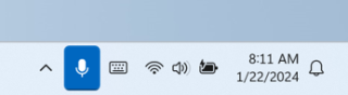 The microphone icon on the Windows taskbar.